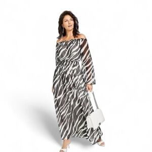 INC International Concepts Black and White Zebra Maxi Dress